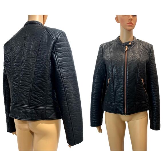 Marc New York Vegan Leather Cafe Racer Motorcycle Biker Jacket | M/L - Picture 3 of 11